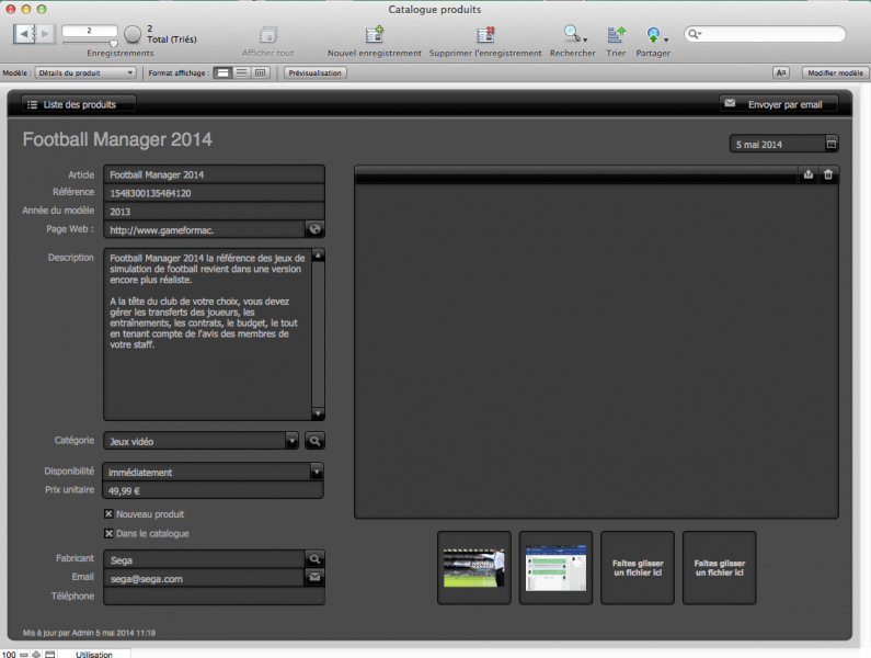 fiche produit filemaker pro